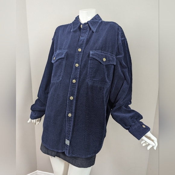 Levi’s Corduroy Shirt Jacket Navy Blue Button Front Utility Overshirt Size M - Picture 1 of 7